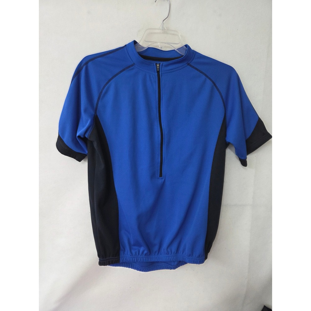 Serfas Mens Cycling Jersey Blue Black Short Sleeve Quarter Zip Size M Biking